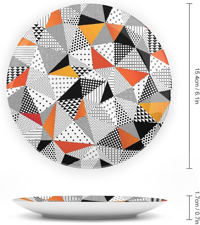 Ceramic Plates, Abstract Decor Decorative Ceramic Plates, Fashionable Polygonal Artwork Panes Craft Projects, 7 Inch, Household Plates Decorative, Multy