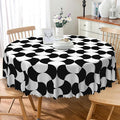 Laeacco 36 Inch Geometric Round Tablecloth Black and White Abstract Pattern Modern Art Print Table Cloth Washable Waterproof Wrinkle Free Table Cover for Kitchen Dining Picnic Party Decoration