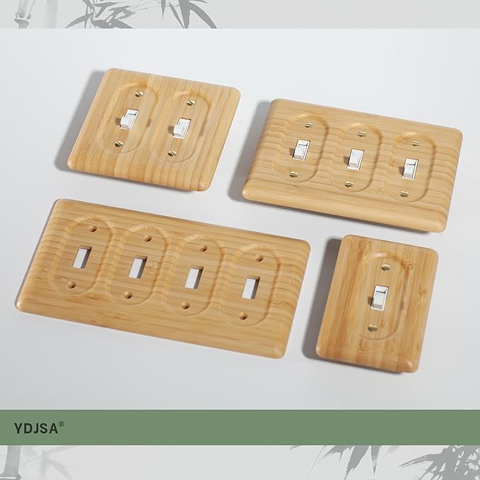 Bamboo Wood Blank Wall Plate Conceal Unused Ports, Decorative Cover