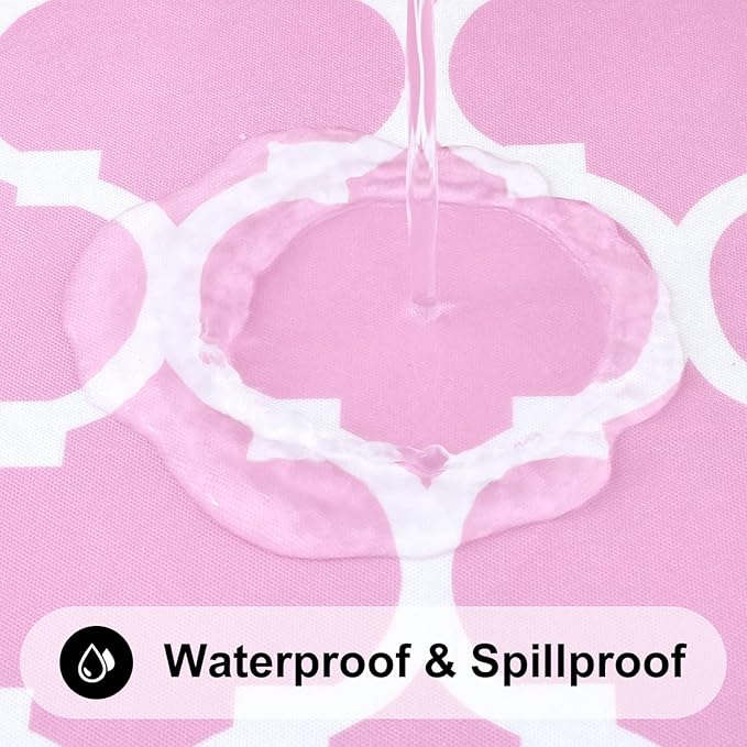 Smiry Rectangle Table Cloth, Waterproof Vinyl Tablecloth with Flannel Backing for Rectangle Tables, Wipeable Spillproof Plastic Tablecloths for Dining, Camping, Indoor and Outdoor, (60"x102", Pink)