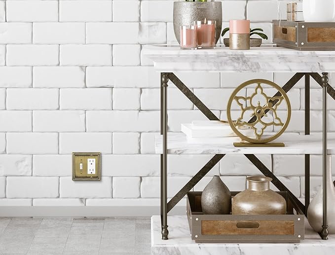 Henne Bery Sunken Pearls Heavy Duty Decorative Wall Plate Switch Plate Outlet Cover (Toggle/Decorator, Antique Brass)