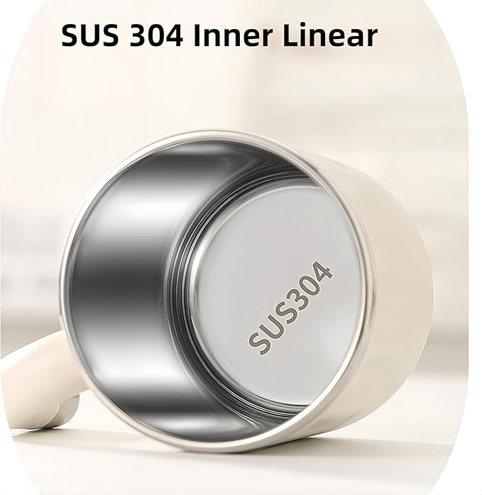 16oz Insulated Coffee Mugs - Ideal for Indoor Office Use. Features SUS 304 Inner, Double Wall Insulation, Detachable Silicone Ring. 3 Drinking Options. Available in White, Brown, Pink (White)