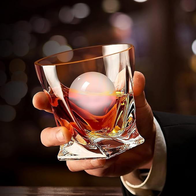 Crystal Whiskey Glass Set of 4 - Old Fashioned Bourbon Glasses, Perfect for Scotch and Cocktails (Style 2,4pcs)