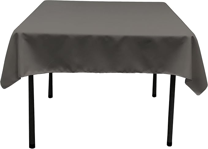 LA Linen Polyester Poplin Washable Square Tablecloth, Stain and Wrinkle Resistant Square Table Cover 52x52, Fabric Table Cloth Square for Dining, Kitchen, Party, Holiday 52 by 52-Inch, Charcoal