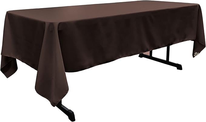 LA Linen Polyester Poplin Washable Rectangular Tablecloth, Stain and Wrinkle Resistant Table Cover 60x126, Fabric Table Cloth for Dinning, Kitchen, Party,Brown TCpop60X126 BrownP22