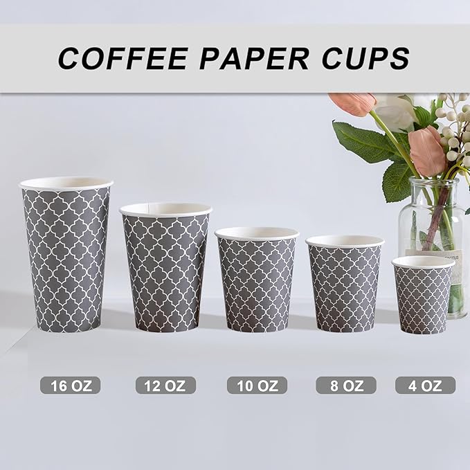 Lamosi Paper Cups 8 oz 500 Pack, Disposable Paper Coffee Cups, Hot Cup, 8oz Paper Insulated Cup for Cold Hot Drinks (No Lids)