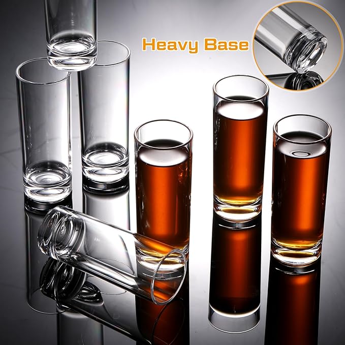 100 Pcs Shot Glasses Set 2.2 oz Mini Shot Cup Bulk, Clear Plastic Unbreakable Base Plastic Glass for Custom, Birthday Wedding Guest Gift (Tall)