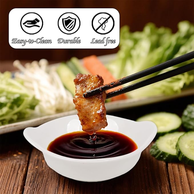 Soy Sauce Dish, 16 Pack 2 Oz Ceramic Dip Bowls Mini Dipping Bowls,Dipping Sauce Cups For BBQ, Condiments, Appetizer, Dessert, Sushi, Party