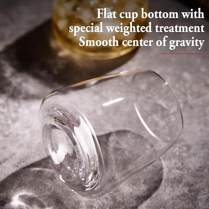Stemless Wine Glasses Set of 4-14.5oz Hand Blown Heavy Red White Wine Glasses Unique gifts for him/her wedding, birthday, Mother's/father's day, anniversary