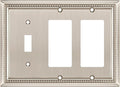 Henne Bery Sunken Pearls Heavy Duty Decorative Wall Plate Switch Plate Outlet Cover (Single Toggle/Double Decorator, Satin Nickel)