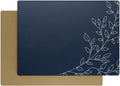 Royalty Art Navy Blue Boho Placemats, 4 Pc. Set, Non-Slip Cork Backed, Wipeable Heat Resistant Surface for Kitchen and Dining Table Protection, Cute Floral Pattern for Farmhouse or Rustic Decor