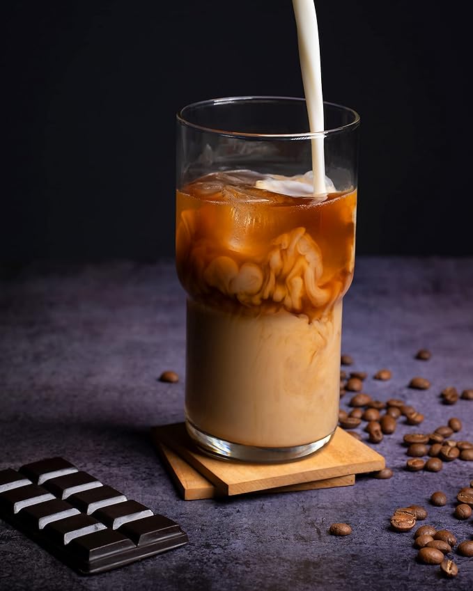 LEMONSODA Stackable Iced Coffee Glasses Set of 6, 48-15 and 21oz Drinking Glasses for Lattes, Tea, Coffee, and Water (21oz, Set of 6) | Modern, Stackable, Cups, For Any Drink, Water, Coffee