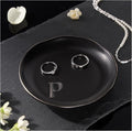 Lolalet Handmade Ceramic Ring Dish Jewelry Tray Plate with Initial, Small Monogram Gift for Her Women Girls Mother, Hostess, Engagement, Bridal Shower, Maid of Honor, Bridesmaid, Birthday, Christmas