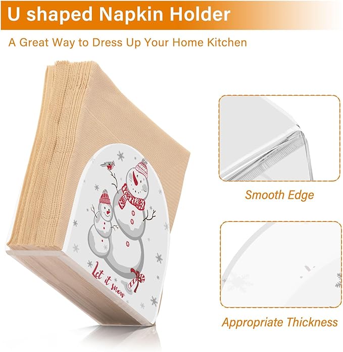 Napkin Holder Snow Santa Crystal Clear Acrylic Napkin Holders Paper Napkin Holder Dining Table Dispenser for Kitchen Restaurant Home Decor Bar Accessories
