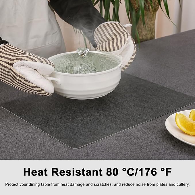 Myir JUN Reversible Vinyl Placemats Set of 6, Faux Leather Place Mats Dual Sided Waterproof Oilproof Wipeable, Heat-Resistant Table Mats for Kitchen Dining Indoor Outdoor (12" x 17", Light Gray Gray)