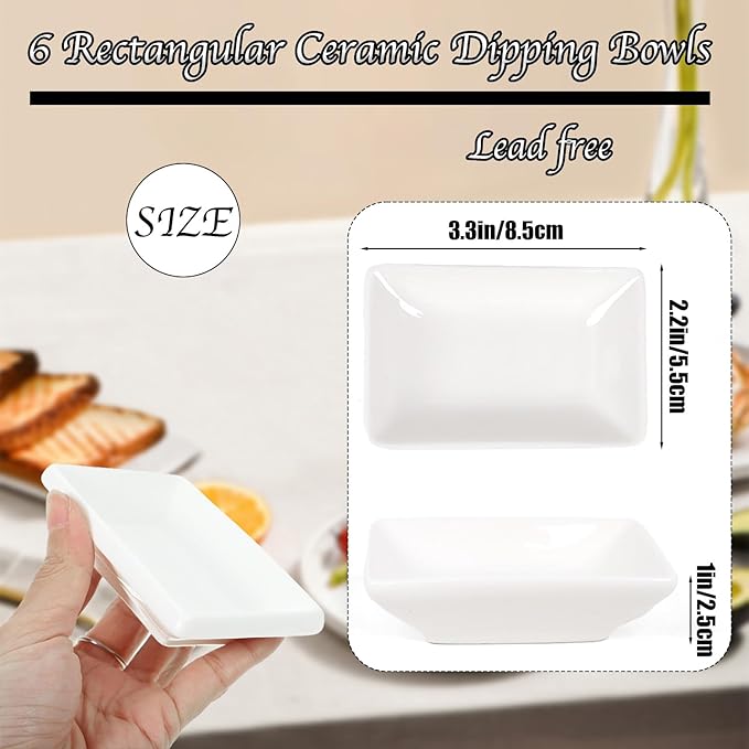 Ceramic Soy Sauce Dish, 6pcs Sushi Dipping Sauce Bowls Dipping Sauce Cups Soy Sauce Dish, Ceramic Dipping Sauce Cups Dipping Bowls For Sauce, Side Dish, Condiments, Sushi