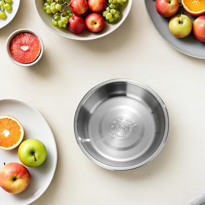 Stainless Steel Soup Bowl Matte Finish Multipurpose Kitchen Basin for Home Use Smooth Rounded Edges Mixing and Serving Bowl for Fruits Vegetables Rice and Steaming
