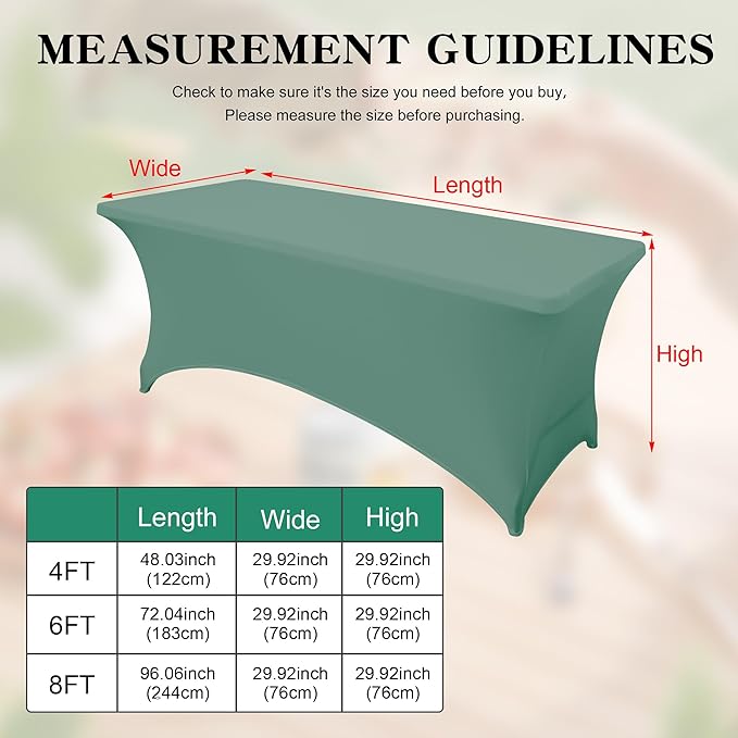 2Pack 4FT Table Cloth for Rectangular Fitted Events Stretch Turquoise Stone Table Covers Washable Spandex Tablecloth Protector for Party, Wedding, Cocktail, Banquet, Festival