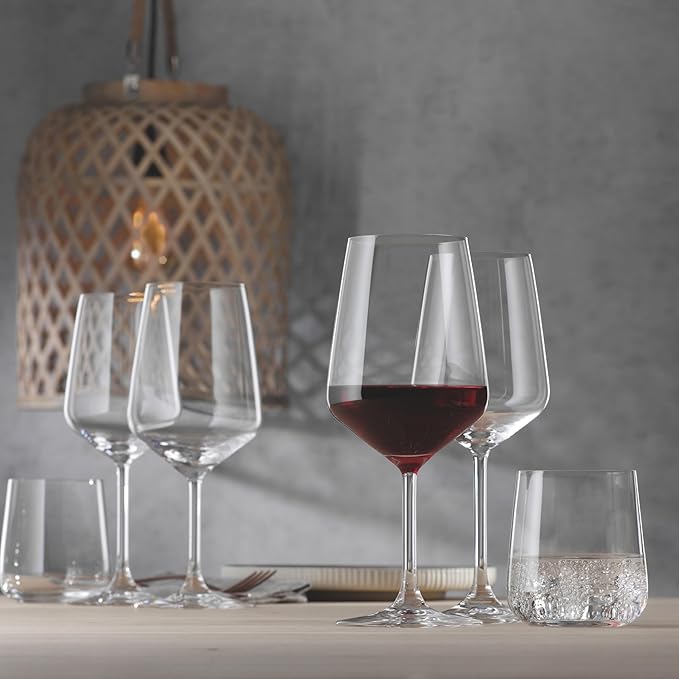 Spiegelau Style Red and White Wine Glasses, Modern Stemmed Wine Glasses, Elegant Glassware for Dinner Parties, Home Bar Cart Accessories, Hosting Essentials, and Wedding Gifts, Set of 12