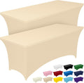 Pureegg Spandex Tablecloth 6ft - 2 Pack, Fitted and Tight Cloth for Rectangle Table, Wrinkle-Free and Stretch Table Cover for Party, Wedding, Banquet and Birthday, Champagne