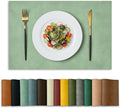 Artoid Mode Sage Faux Leather Placemats Set of 6, 12x18 Inch Waterproof Wipeable Heat Resistant Vinyl Place Mats, Reversible Table Mats for Spring Kitchen Dining Decor