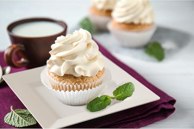 Exquisite Mini Disposable Appetizer Plates - 100 Pack 4.5 In. x 4.5 In. Ivory Plastic Dessert Plates - Elegant Design for Weddings, Birthdays, and Formal Parties - Stackable and Convenient - BPA Free