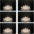Placemats Set of 6 Lotus Flower Place Mats Washable Kitchen Dining Linen Table Mats Stain Heat, for Home Party Indoor 12x18 in