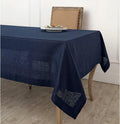Solino Home Navy Blue Linen Tablecloth 60 x 120 Inch - 100% Pure Linen Table Cloth for Rectangle Tables - Fete, Machine Washable Tablecloth for Winter, Spring, Easter