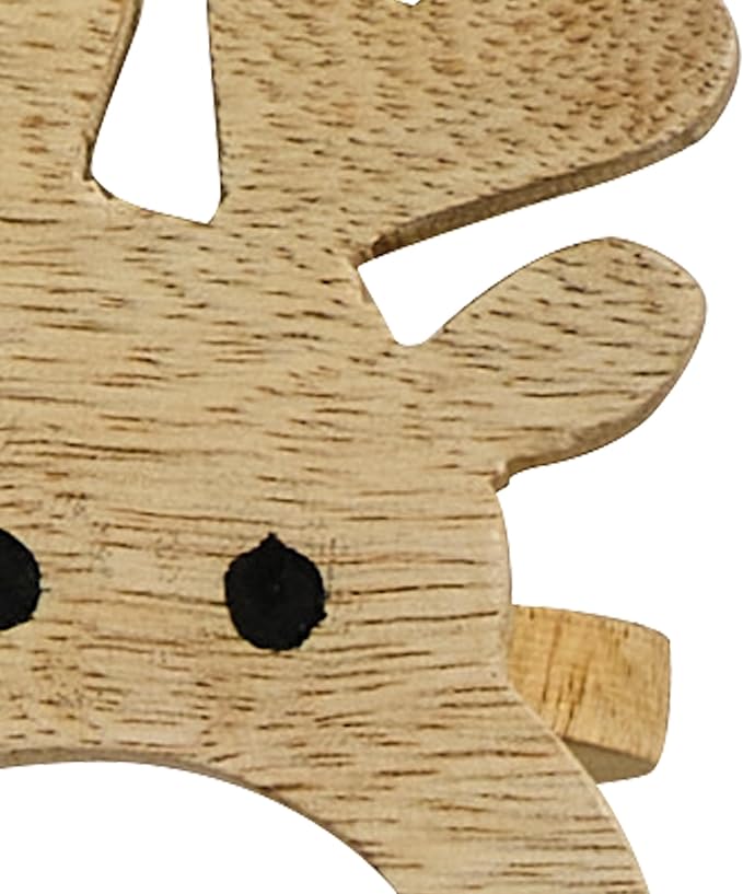 Split P Ginger Deer Napkin Ring Set of 4 | Wooden Reindeer Napkin Holders for Christmas Table Décor | 3.25" x 2.3" | Festive Farmhouse Holiday Napkin Rings
