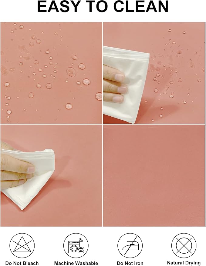 Fokitut 2 Pack Waterproof Round Tablecloth, 132 Inch, Stain Resistant and Wrinkle Polyester Table Cloth, Fabric Table Cover for Kitchen Dining, Wedding, Party, Holiday Dinner-Dusty Pink