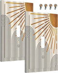 Decorative Light Switch Cover Mid Century Boho Sun Beige Minimalist Abstract 1 Gang Wall Plate Cover Single Toggle Outlet Covers Switchplate Electrical Faceplate for Bathroom Bedroom（2 Pack）