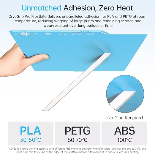 BIQU Cryogrip Pro Frostbite Cold Build Plate Compatible with ELEGOO CC/CC 2 3D Printers 260x283MM Centauri Carbon Build Plate Double-Sided Upgrade Room Temperature Print Removable Surface Platform