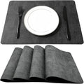 WAZAIGUR Waterproof Easy to Clean Heat Resistant Thick Faux Leather Washable Placemats Set of 4 Grey