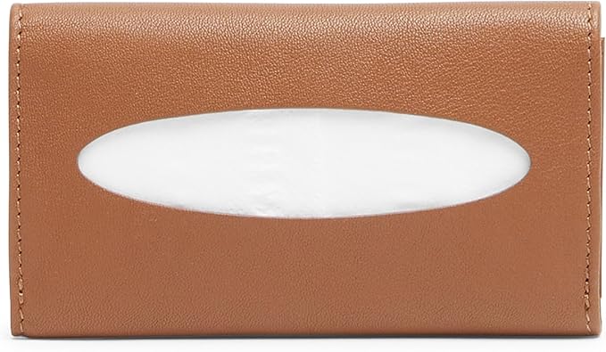 Leatherology Cognac Pocket Tissue Holder – Full-Grain Leather Travel Case with Snap Closure, Fits Standard Tissue Packs – Stylish & Compact Tissue Organizer for On-The-Go
