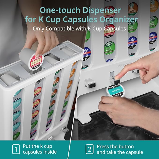 K Cup Holder Creative Coffee Pods Storage Stand Vending-Style K Pod Dispenser K Cup Organizer for 28 Pods