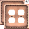 2-Pack Double Duplex Outlet Cover, Metal Switch Plates and Outlet Covers, Antique Copper Pearls Decorative Wall Plates for Electrical Outlets, 2 Gang Receptacle Cover, Corrosion Resistant