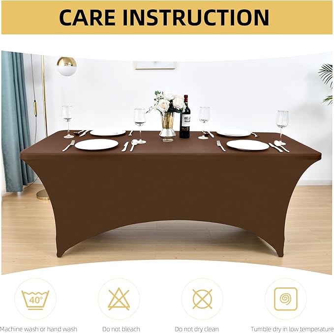 2-Pack 8ft Spandex Table Covers for Rectangle Folding Tables - Washable Elastic Tablecloth - Ultimate Fitted Table Protector for Birthday Parties, Trade Shows, Banquet