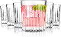 Royalrose Premium VertiLine 10 oz Highball Glasses, 6pc Tall Glass Sets. Lead-Free Crystal Drinking Glasses. Water Glasses, Mojito Glass Cups, and Mixed Drink Cocktail Glass Set. (Short glasses)
