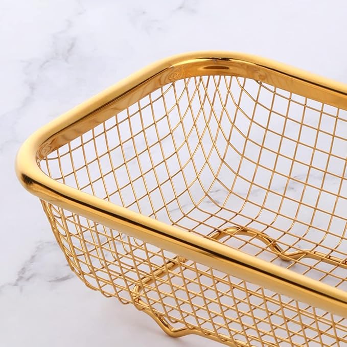Kitchen Drawer Organizer, Stainless Steel Storage Container Metal Cabinet Storage Basket for Holding Silverware Kitchen Utensil, Pack of 2, Black