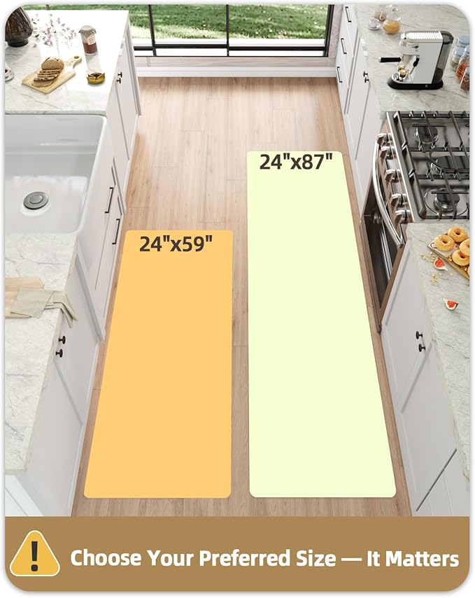 Color&Geometry Floral Kitchen Mat 24"x59", Anti Fatigue Mats for Kitchen Floor, Kitchen Rugs Non Slip, Waterproof & Oil Proof Kitchen Runner for Standing Desk Office, Sink - Dusty Blue