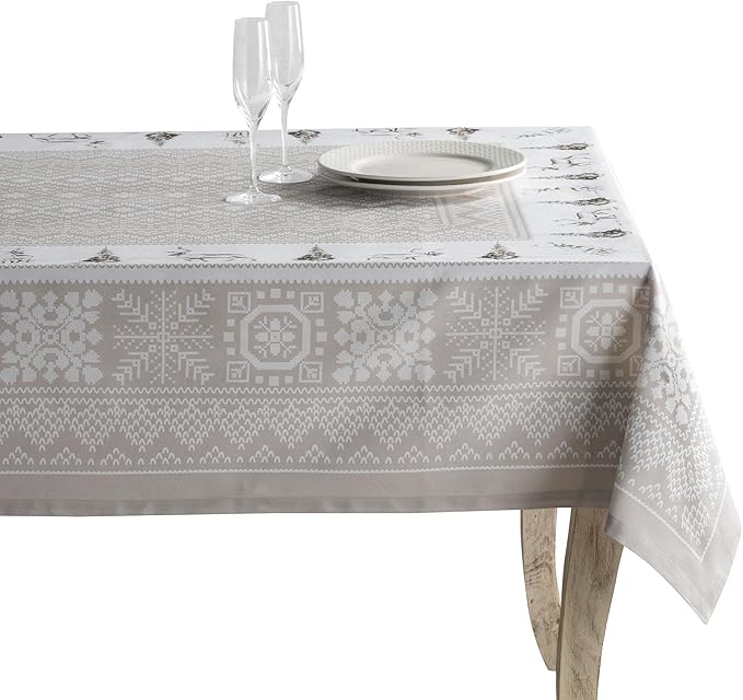 Maison d' Hermine Table Cloth Rectangle Table 100% Cotton 54 x 72 Inches Fall Tablecloth Reusable Everyday Use for Thanksgiving Christmas Decorations Dining Farmhouse Party (Cozy Christmas)