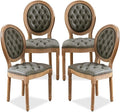 SoarFlash French Dining Chairs Set of 4, Vantage Dining Chair with Round Back, Farmhouse Country PU Leather Dining Chair for Kitchen,Bedroom,Green