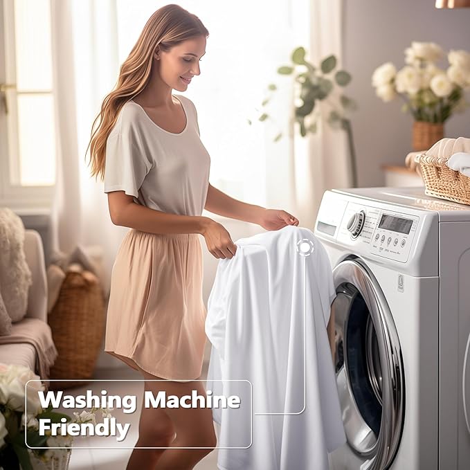 Wish Care 2 Pack White Spandex Table Clothes for 8 Foot Rectangle Tables, 8FT Wrinkle Free Fitted Tablecloths Ruffles Design Table Cover for Party, Banquet, Wedding and Events