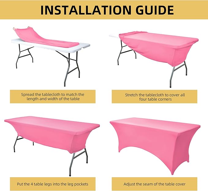 2-Pack 6ft Spandex Table Covers for Rectangle Standard Folding Tables - Wrinkle Resistant Stretch Tablecloths - Ultimate Fitted Table Protector for Parties, Trade Shows, Banquet