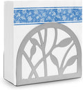 Napkin Holder for Table | Upright Napkin Stand with Decorative Leaf & Branch Design, Modern Metal Napkin Holder for Kitchen, Dining, Café, Office | Rust-Resistant Silver Finish