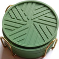 Silicone Coasters Set of 6 with Holder - Unique and Modern Pattern for Prevent Sticking from Cups Coffee Table, Home, Office, bar Decor, Sage Green