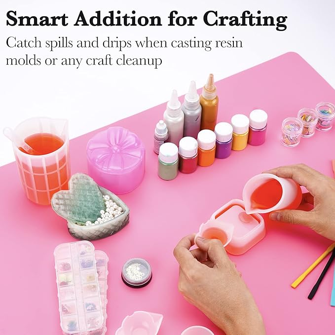 Gartful Pink Oversize Silicone Mat 27.6" x 19.7", Silicone Sheet for Crafts, Nail Arts, Painting, Epoxy Resin Jewelry Casting Mat, Countertop Protector, Table Placemat Pad, Nonstick Nonskid