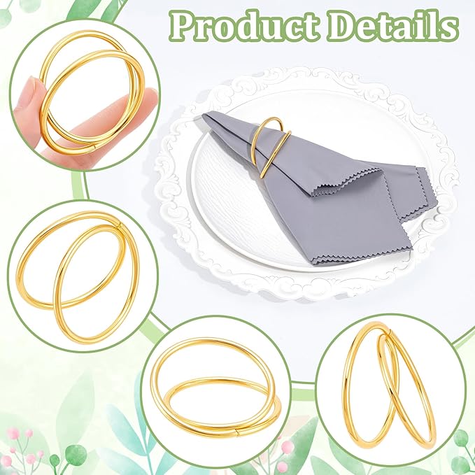 Peacoblue 40Pcs Gold Spiral Napkin Rings Holders with 1Pcs Box, Modern Stainless Steel Napkin Ring Holders for Table Decor Settings, Vintage Napkin Ring for Wedding Christmas Thanksgiving Day Party