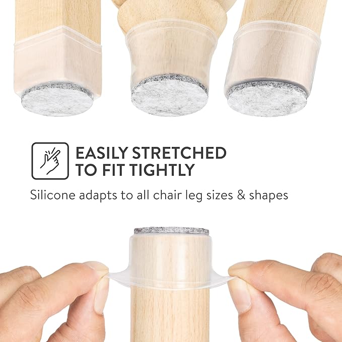 Aneaseit Chair Leg Floor Protectors - Felt Bottom Silicone Pads for Hardwood Floors & Furniture Feet - Chair Leg Caps - Rubber Caps for Chairs - Floor Protectors for Furniture