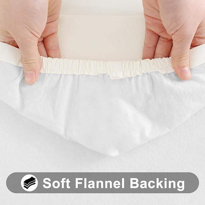 Smiry Rectangle Tablecloth, Elastic Fitted Flannel Backed Vinyl Tablecloths for 5ft Folding Tables, Waterproof Wipeable Table Covers for Indoor, Outdoor, Picnic and Camping (Beige, 36"x60")